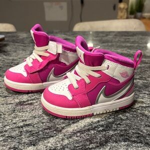 Nike Kids Pink and White High-Top Sneakers